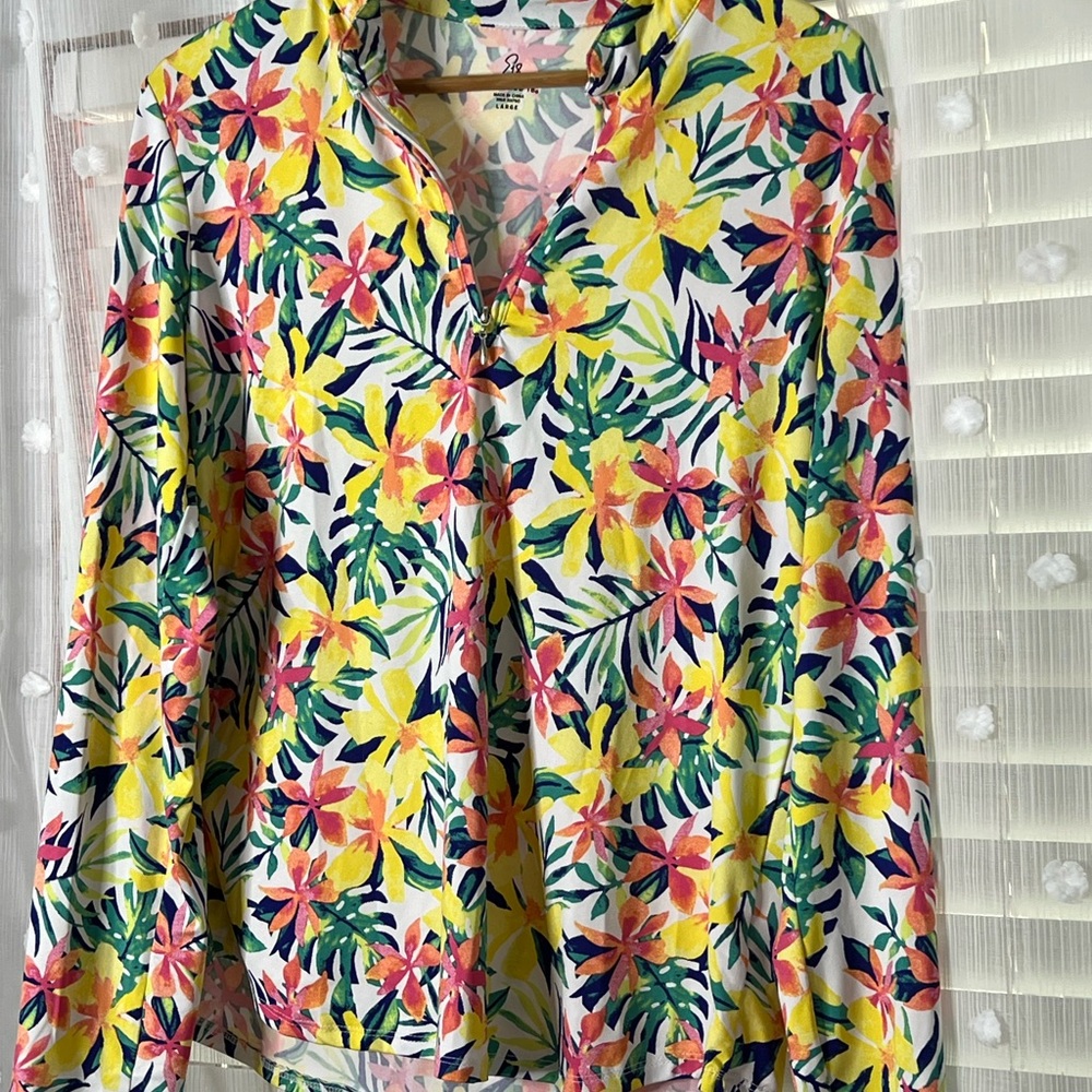 E18 Emerald Women’s Long Sleeve Floral Blouse - Multicolor SZ L